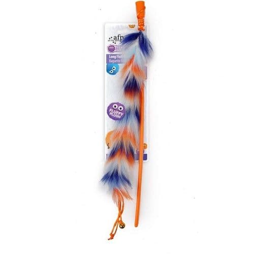 All For Paws Furry Ball Long Fluffy Wand Orange