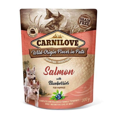 Carnilove Wet Dog Food: Pouch Puppy Salmon with Blueberries 300g