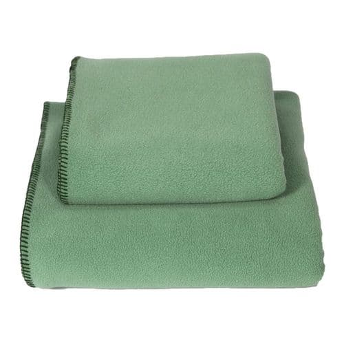 Earthbound Stitched Fleece Blanket Light Green and Green Thread