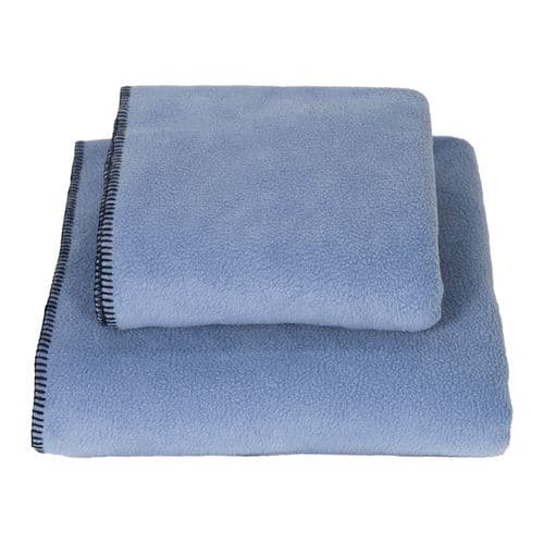 Earthbound Stitched Fleece Blanket Sky Blue and Navy Thread
