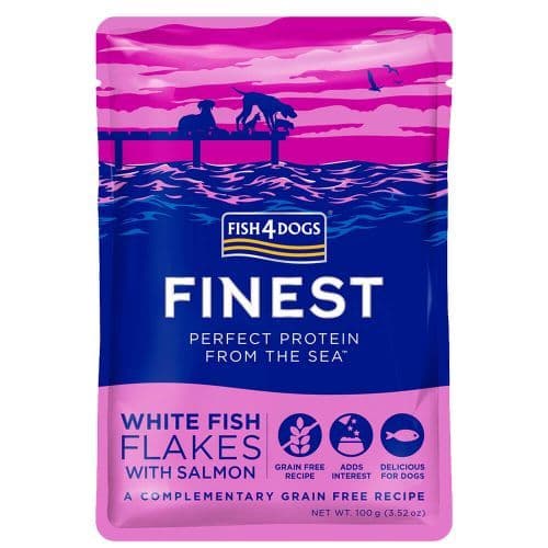 Fish4Dogs Wet Dog Food: White Fish Flakes With Salmon 100g