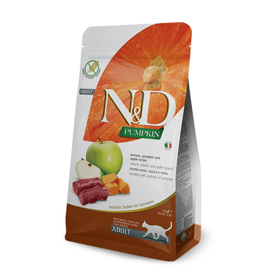 Natural & Delicious Dry Cat Food: Adult Pumpkin Venison & Apple 1.5kg