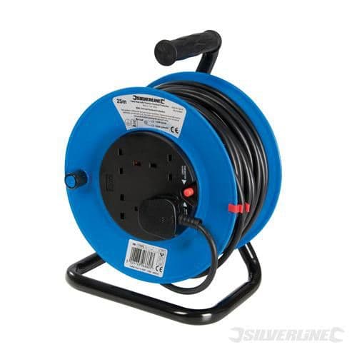 240V - Cable Reel Extension Lead - 25m - 4 Sockets
