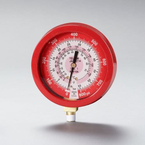 Yellow Jacket Liquid Filled R410A Replacement Red Gauge