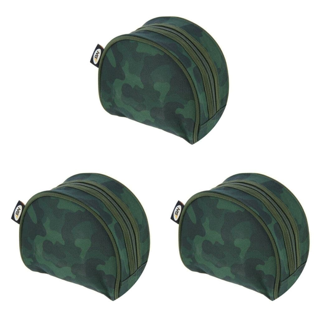 3 X NGT New Camo Padded Fishing Reel Cases Bags for Carp Pike Course Reels  282C