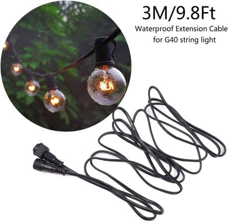 Lights Cable Extension 3M/9.8FT G40 Outdoor Garden Globe String IP44 Waterproof