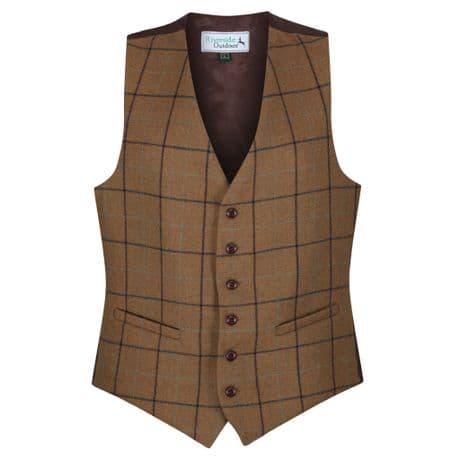 MENS 100% WOOL Highland TWEED Check Waistcoat Quality Herringbone Vest