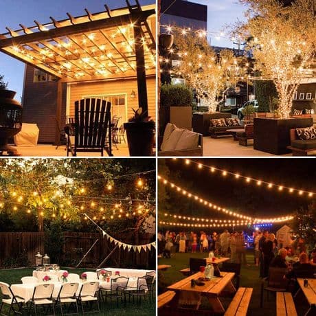 Outdoor Lights Festoon Garden Party String Lights G40 25FT Connectable 25 Bulbs