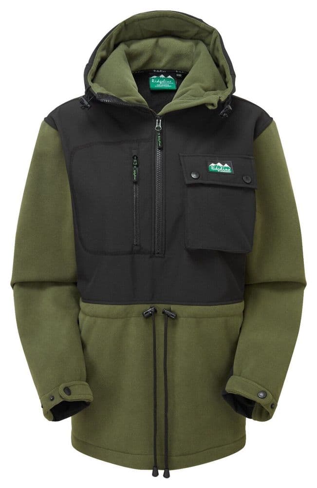 Ridgeline Ladies Rubra Olive/Black Hybrid Fleece Smock Anorak Weather ...