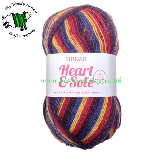 051 - DILLY DALLY - SIRDAR HEART & SOLE 4 PLY KNITTING YARN WITH FREE SOCK PATTERN
A stripey self-patterning sock yarn This fun yarn comes in a range of the most eye-catching colour combos Each 100g ball has a free sock pattern on