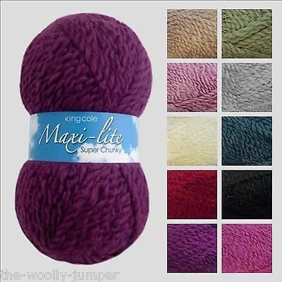 1/2 PRICE KING COLE MAXI-LITE SUPER CHUNKY KNITTING YARN VARIOUS SHADES