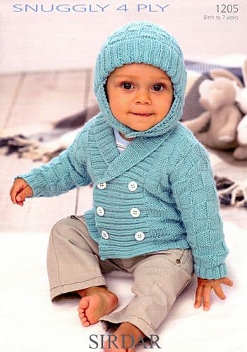 1205 SIRDAR SNUGGLY 4 PLY JACKET & HAT KNITTING PATTERN 0-7 YEARS
