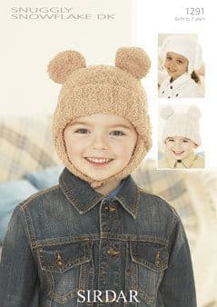 1291 - SIRDAR SNUGGLY SNOWFLAKE DK HAT KNITTING PATTERN - TO FIT AGE 0 TO 7 YEARS