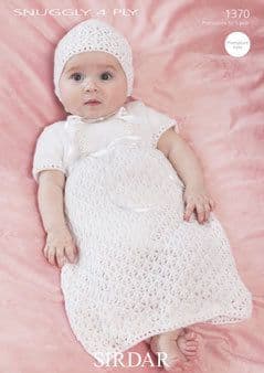 1370 SIRDAR SNUGGLY 4 PLY CHRISTENING OUTFIT KNITTING PATTERN - PREMATURE TO 1 YEAR