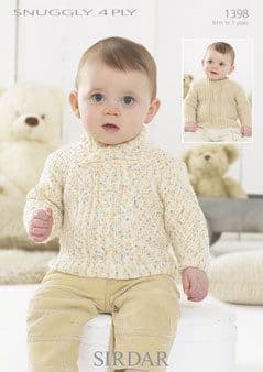 1398 SIRDAR SNUGGLY 4 PLY SWEATER KNITTING PATTERN 0-7 YEARS
