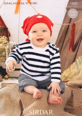1460 - SIRDAR SNUGGLY DK PIRATE SWEATER & BANDANA KNITTING PATTERN - TO FIT 0 TO 2 YEARS
