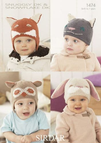 1474 - SIRDAR SNUGGLY DK  HAT & HELMET KNITTING PATTERN - TO FIT 0 TO 7 YEARS
