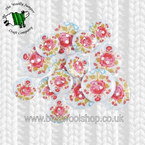 18mm x 9  & 25mm x 6 FLOWERS CRAFT BUTTONS - PACK OF 15