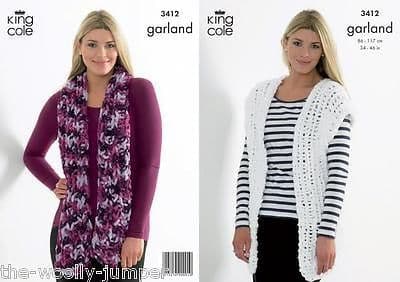 3641 - KING COLE GARLAND CARDIGAN & JACKET KNITTING PATTERN - TO FIT 28" TO 46"