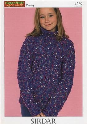 4269 SIRDAR KOOL KIDS CHUNKY CABLED SWEATER KNITTING PATTERN 3 TO 12 YEARS