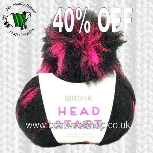 505 PINK DASH - SIRDAR HEAD START SUPER CHUNKY HAT KNITTING KIT WITH FURRY POMPOM 40% OFF