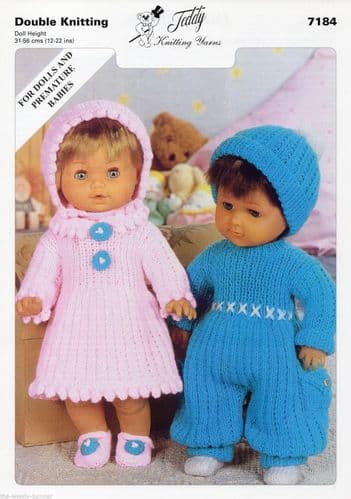 7184 - TEDDY DOLLS & PREMATURE BABY OUTFITS DK KNITTING PATTERN