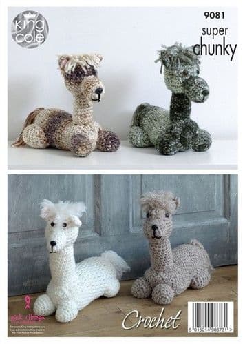 9081 - KING COLE SUPER CHUNKY ANDRE THE ALPACA STUFFED TOY/DOORSTOP CROCHET PATTERN