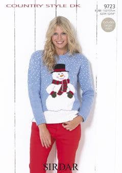 9723 - SIRDAR COUNTRY STYLE DK SNOWMAN SWEATER KNITTING PATTERN TO FIT CHEST 32" TO 54"
