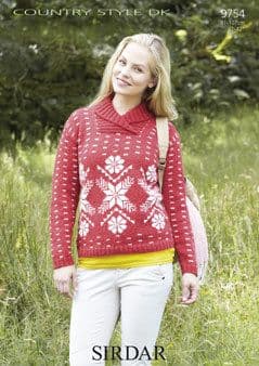 9754 - SIRDAR COUNTRY STYLE DK SNOWFLAKE SWEATER KNITTING PATTERN - TO FIT CHEST 32" TO 42"