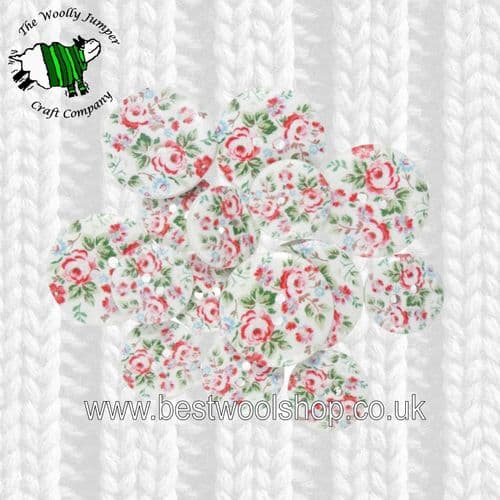 CFB003 - S & W CRAFT BUTTONS - PACK OF 15 - 9 X 18MM & 6 X 25MM - FLOWERS