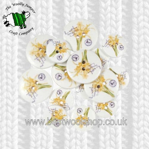 CFB012 - S & W CRAFT BUTTONS - PACK OF 15 - 9 X 18MM & 6 X 25MM - FLOWERS