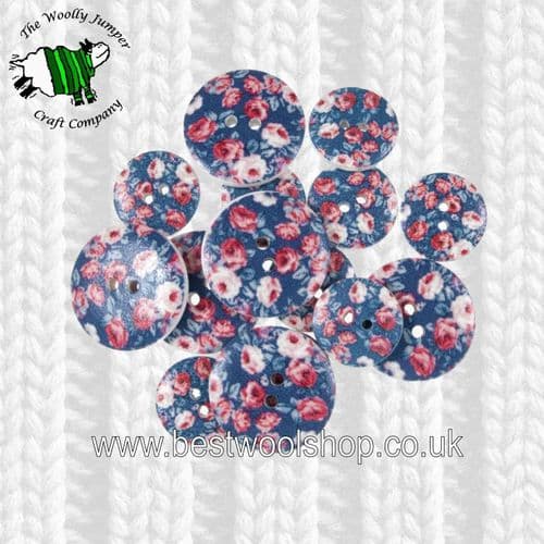 CFB032 - S & W CRAFT BUTTONS - PACK OF 15 - 9 X 18MM & 6 X 25MM - FLOWERS